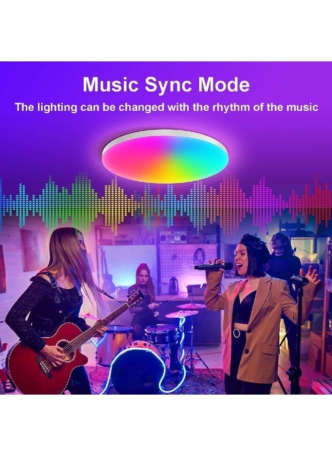 HQ-GAMING - 30cm 24W Smart Ceiling Light, RGB Wifi Ceiling Light, Compatible with Alexa Google Home, LED Flush Mount Lights with Remote and APP Control, Color Changing Ceiling Lamp for Bedroom Kitchen - Image 1