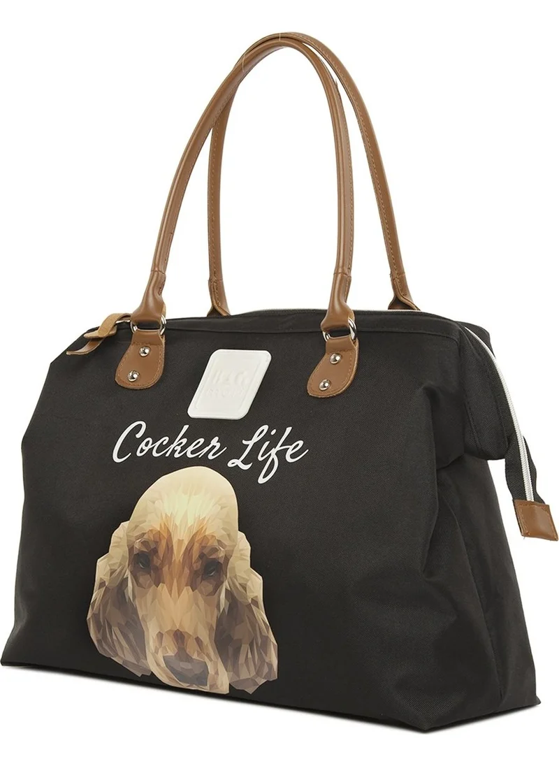 Bagmori Black Cocker Spaniel Printed Shoulder Strap Bag