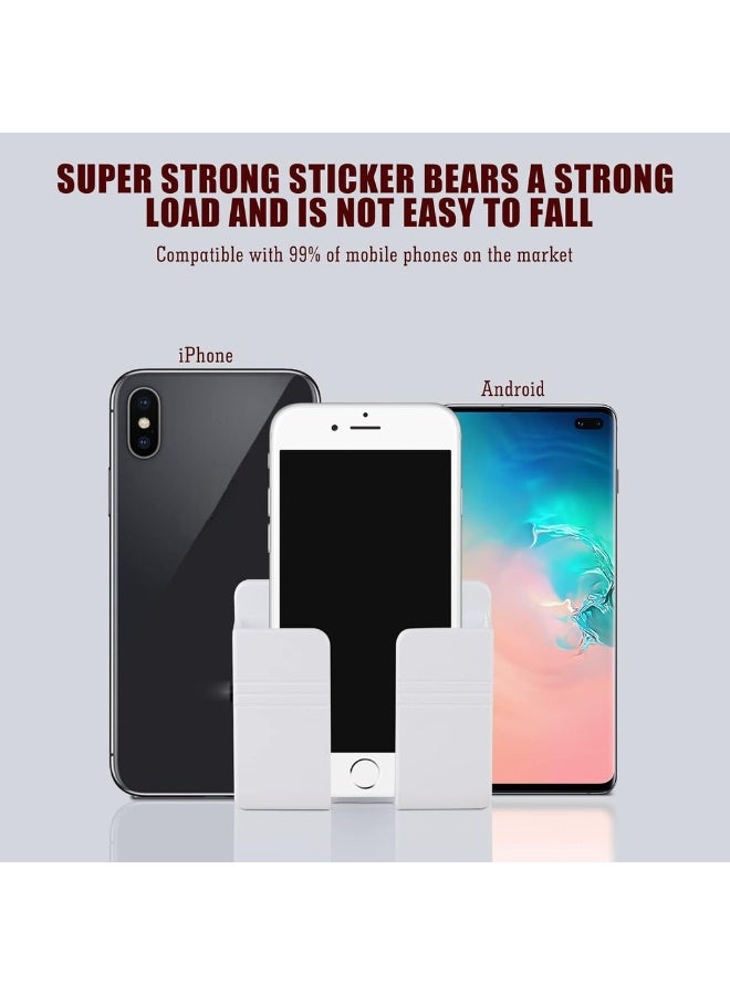 2 X Wall Mount Phone Holder Phone Holder With Data Cable Receiving Hole/Self Adhesive Phone Holder For Shower/Charging Compatible With IPhone And Android (2 Pieces - Image 3