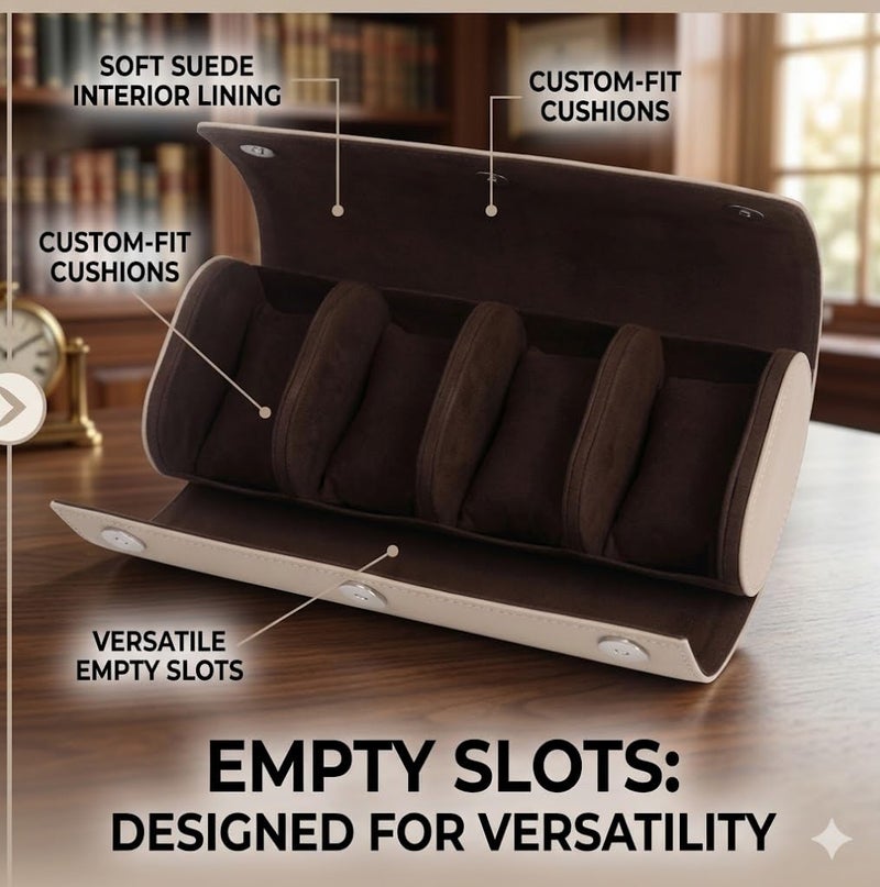 essart Travel Watch Roll Case 4 Slots – Portable Luxury Watch Organizer & Storage Box for Men & Women - Image 5