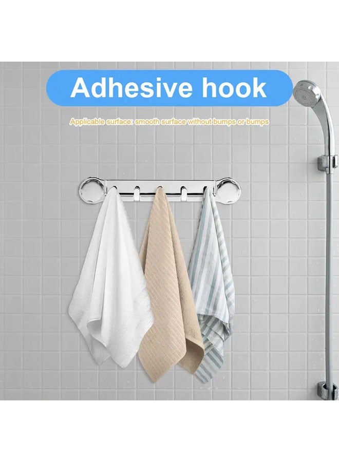 1 Pack Powerful Vacuum Suction Cup Towel Holder, Wall Mount Coat Bath Towel Hook, Hanger Rail Bar with 5 Hooks for Towels, Robes, Clothing, Silver - Image 4