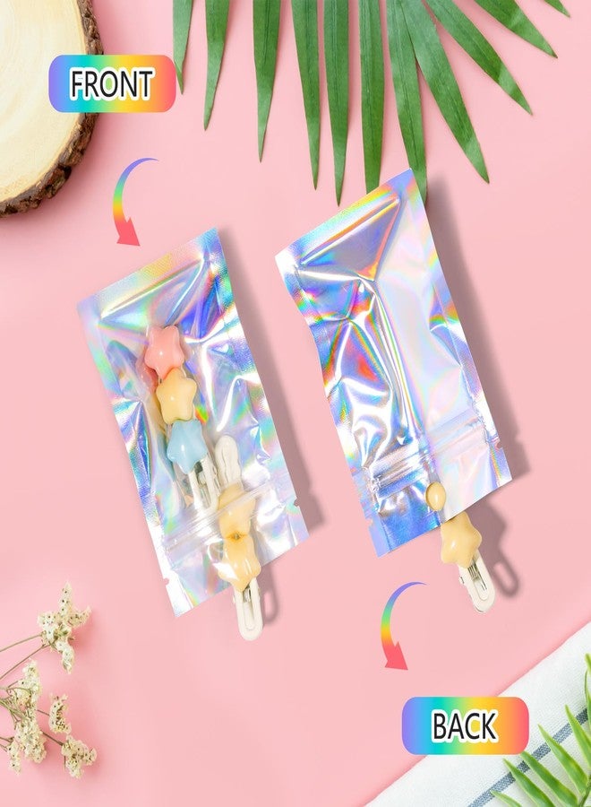 Funfery 100 pc Mylar Holographic Bags Packaging Bags,Clear Resealable Smell Proof Bags Foil Pouch Bags for Party Favor,Food Storage Baggies Packaging for Small Business(2.4x3.9in,Holographic) - Image 5