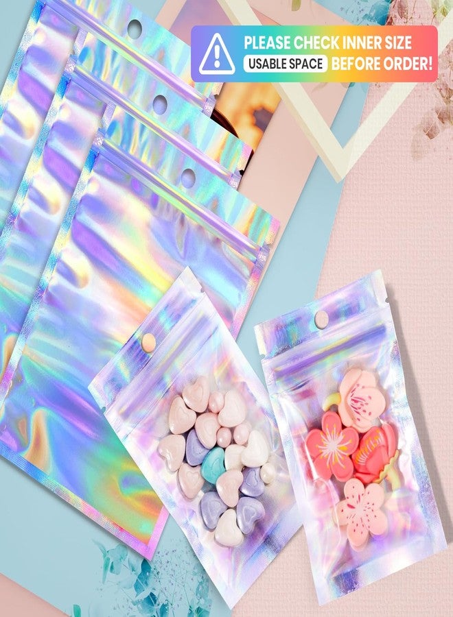 Funfery 100 pc Mylar Holographic Bags Packaging Bags,Clear Resealable Smell Proof Bags Foil Pouch Bags for Party Favor,Food Storage Baggies Packaging for Small Business(2.4x3.9in,Holographic) - Image 4