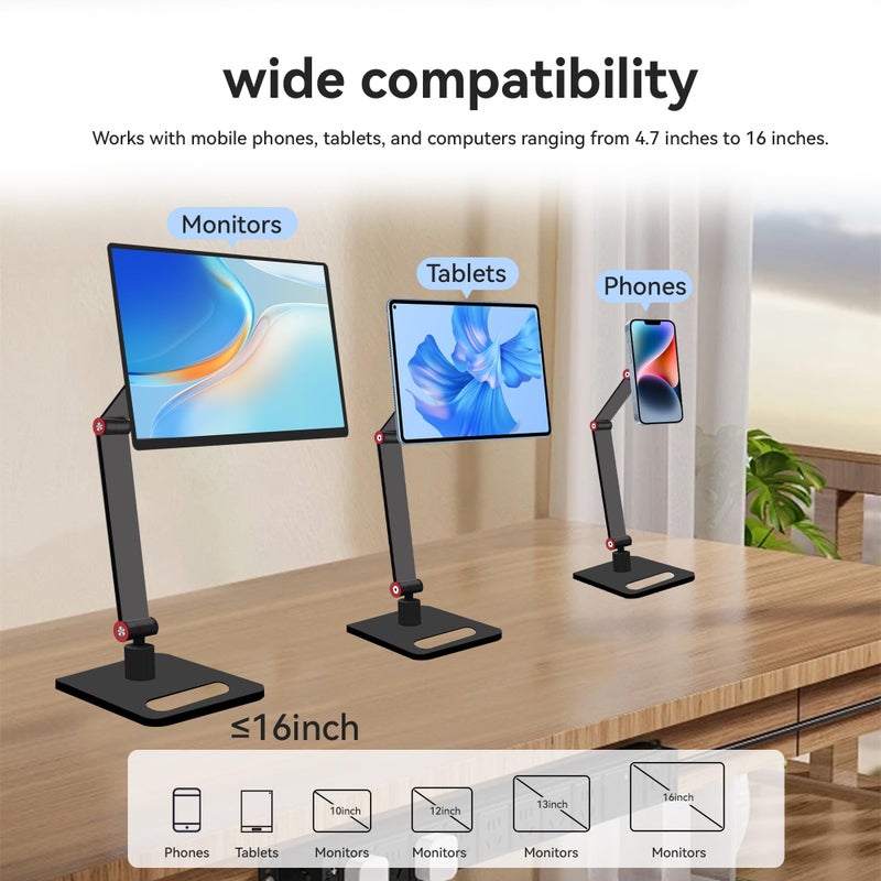 Magnetic Stand Tablet Holder, Portable Monitor Mount, Adjustable for Desk Bed Home Office, Magnetic Accessories for 16" iPad Pro 12.9, Air/Mini, Samsung Galaxy Tabs Z Fold Kindle Fire - Image 4