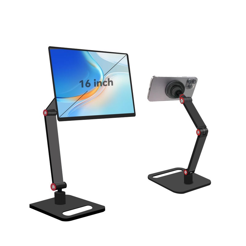 Magnetic Stand Tablet Holder, Portable Monitor Mount, Adjustable for Desk Bed Home Office, Magnetic Accessories for 16" iPad Pro 12.9, Air/Mini, Samsung Galaxy Tabs Z Fold Kindle Fire - Image 1