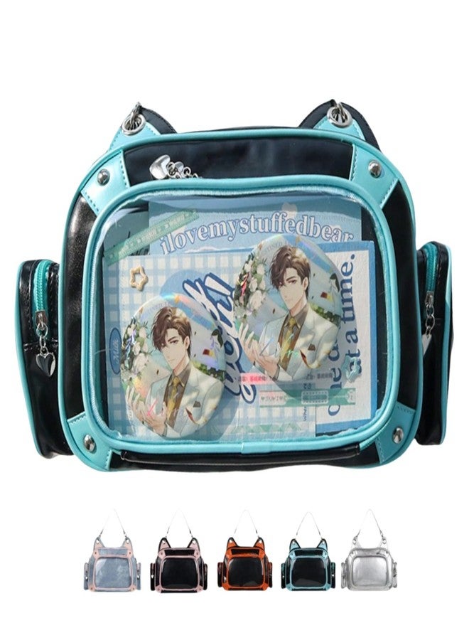 Vobomo Cat Ita Bag Pins Display Backpack for Girls Single Shoulder Bag Purse with Insert for School Comic Con (blue black PU) - Image 1