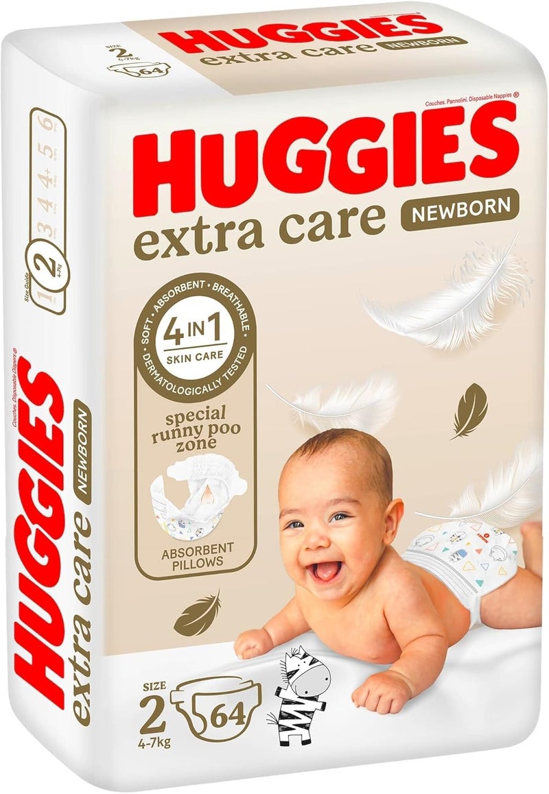HUGGIES حفاضات هاجيز إكسترا كير للأطفال حديثي الولادة الحجم 2 - Image 1