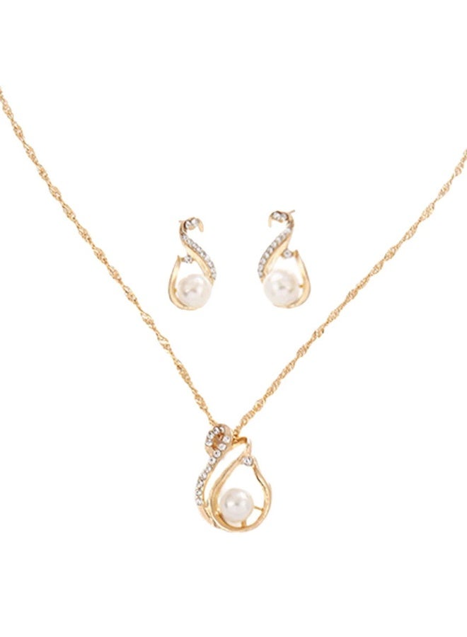 Goolsky مجموعة مجوهرات من اللؤلؤ والزمرد - أقراط على شكل قطرة ماء وقلادة، تصميم زهري مع لؤلؤ/زمرد، حفلات/عيد/ارتداء يومي، فاخر - Image 2