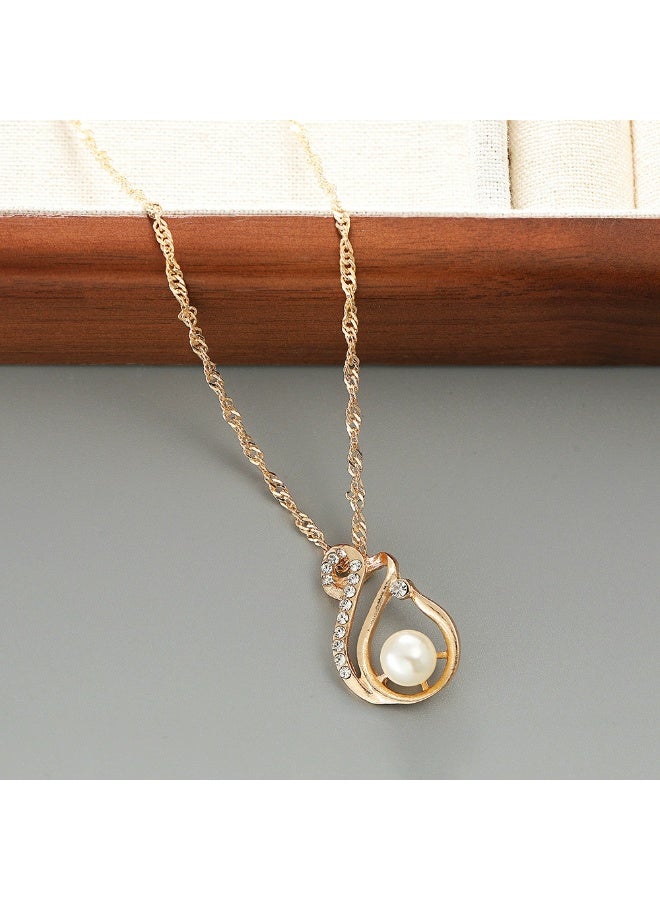 Goolsky مجموعة مجوهرات من اللؤلؤ والزمرد - أقراط على شكل قطرة ماء وقلادة، تصميم زهري مع لؤلؤ/زمرد، حفلات/عيد/ارتداء يومي، فاخر - Image 4