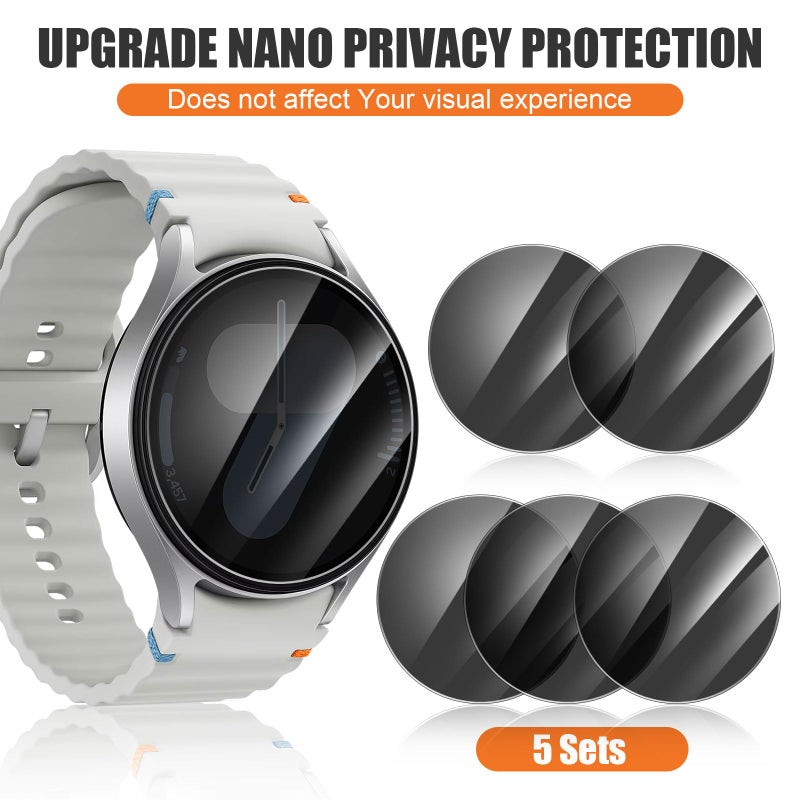 Lokyoo 5 Pack Privacy Screen Protector for Samsung Galaxy Watch 7 40mm [Anti-Spy Tempered Glass] Easy Install, Tempered Glass Protector for Galaxy Watch 7 40mm - Image 3