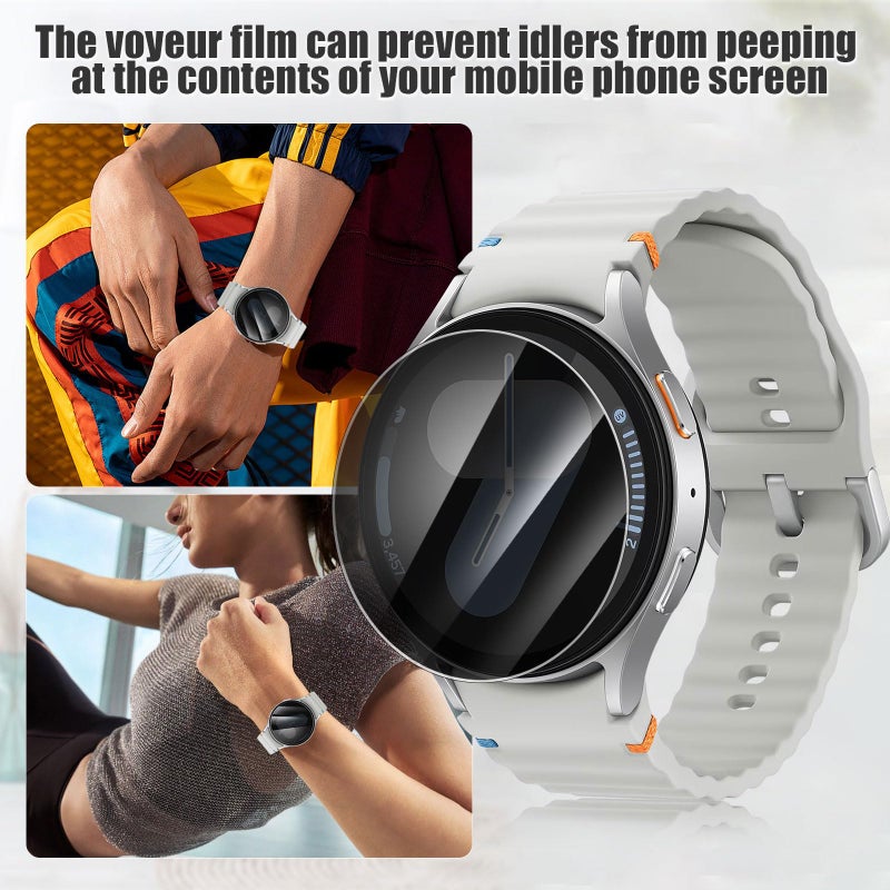 Lokyoo 5 Pack Privacy Screen Protector for Samsung Galaxy Watch 7 40mm [Anti-Spy Tempered Glass] Easy Install, Tempered Glass Protector for Galaxy Watch 7 40mm - Image 4