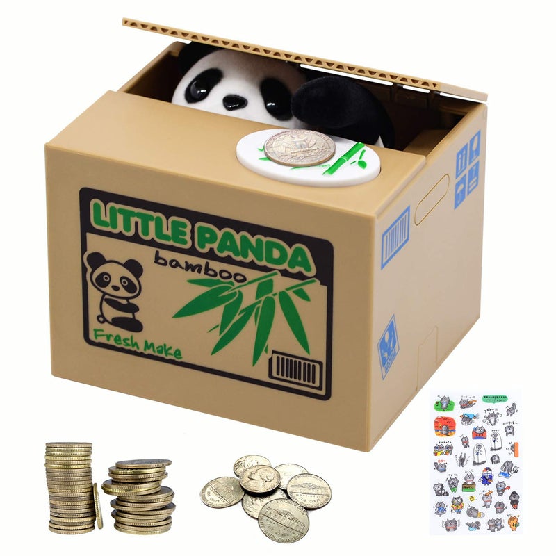 MomMed Electronic Panda Money Box With Coin Paw  Funny Piggy Bank for Small Change  Electrical Savings Bank for Children and Adults