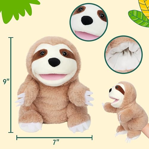 Easfan Sloth Hand Puppet with Movable Mouth Interactive Storytelling Cute Soft Plush Toy Creativity and Imagination Easter Christmas Birthday Gifts for Toddlers Kids10 - Image 5