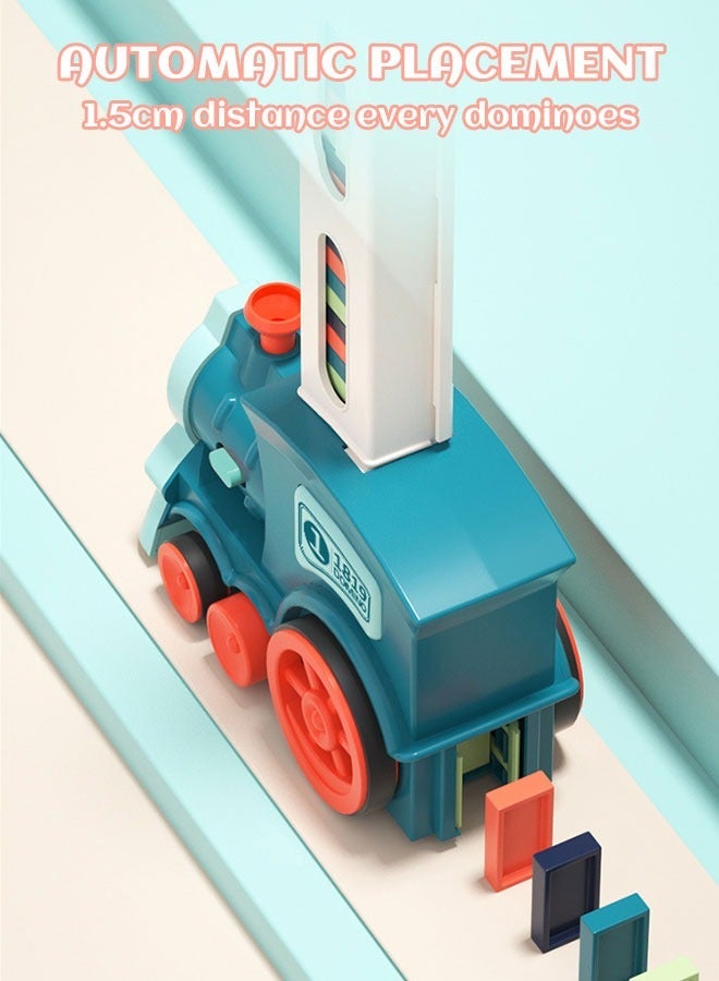 GROIC 120 Pieces Dominos Train Toy Set, Automatic Domino Rally Model with Light and sound, Kids Blocks Building Stacking Toy, Set Stacker Game STEM Creative Gift - Pink - Image 3