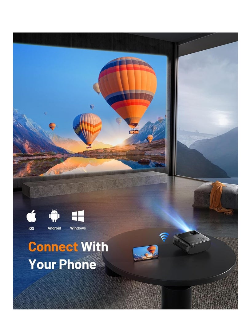 Mini WiFi Projector FHD 1080P, 13000 Lux Portable Projector Compatible with iOS/Android/Tablet/PC/TV Stick/USB (Includes Bag and Tripod)  - Image 4