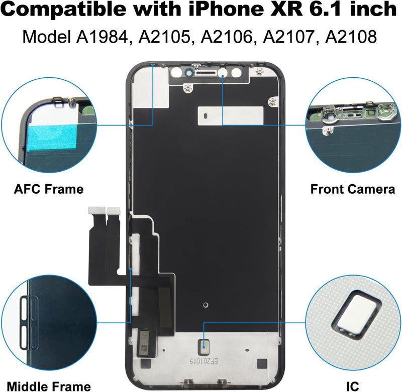 EFAITHFIX Store for iPhone XR LCD Screen Replacement 6.1 Inch Frame Assembly Display Full HD 3D Touch Screen Digitizer (A1984,A2105,A2106,A2108) with Waterproof Adhesive,Screen Protector,Phone Case,No Tools - Image 3