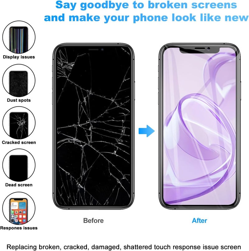 EFAITHFIX Store for iPhone XR LCD Screen Replacement 6.1 Inch Frame Assembly Display Full HD 3D Touch Screen Digitizer (A1984,A2105,A2106,A2108) with Waterproof Adhesive,Screen Protector,Phone Case,No Tools - Image 5