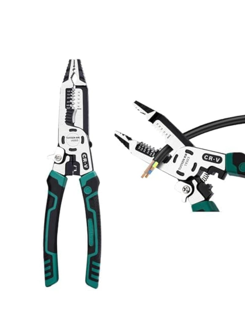 CMGTYYD 10-in-1 Wire Stripper Tool, Wire Crimping Tool, C-RV Multifunctional Needle Nose Pliers, Wire Cutter, 9in Combination Plier, Wiring Tools and Multi-Function Hand Tool  - Image 1