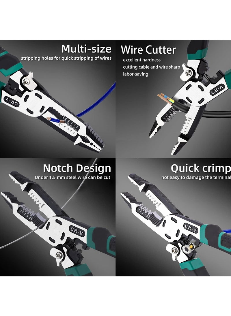 CMGTYYD 10-in-1 Wire Stripper Tool, Wire Crimping Tool, C-RV Multifunctional Needle Nose Pliers, Wire Cutter, 9in Combination Plier, Wiring Tools and Multi-Function Hand Tool  - Image 2