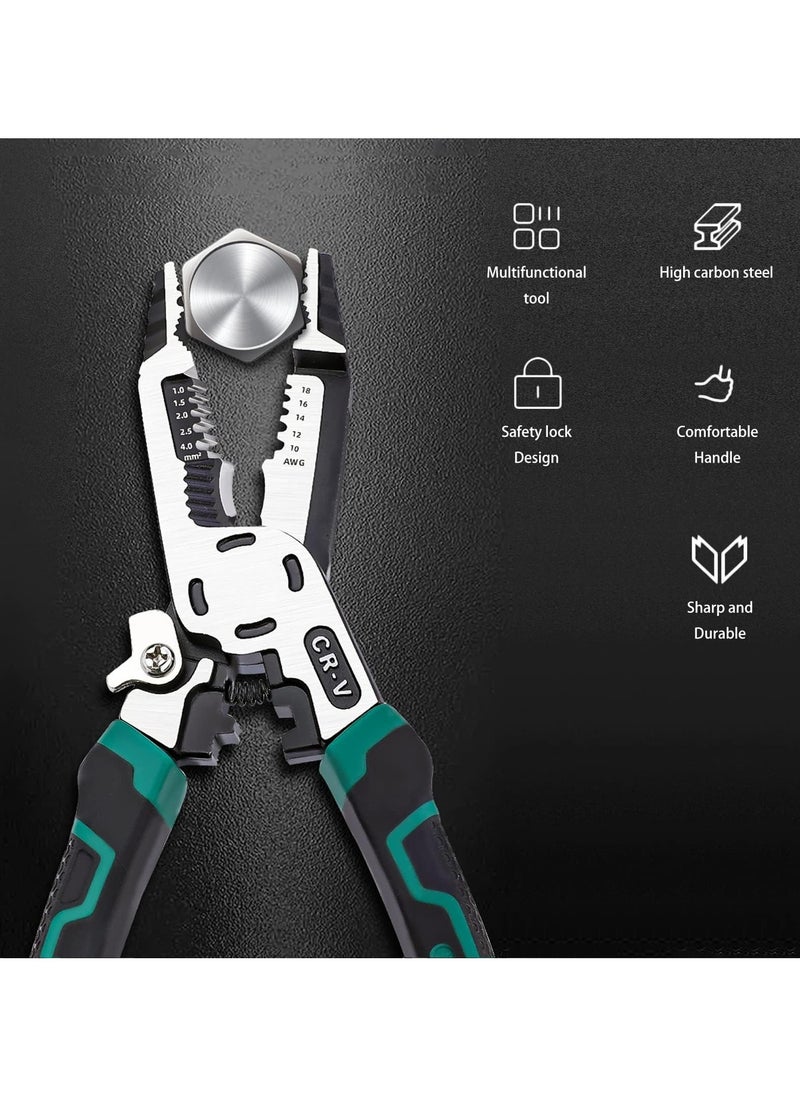 CMGTYYD 10-in-1 Wire Stripper Tool, Wire Crimping Tool, C-RV Multifunctional Needle Nose Pliers, Wire Cutter, 9in Combination Plier, Wiring Tools and Multi-Function Hand Tool  - Image 3