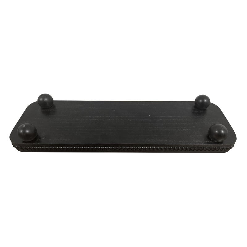 Dwellington Oval Wooden Decorative Tray, Farmhouse Style, Beaded Serving Tray for Living Room, Coffee Table (Black) - Image 4