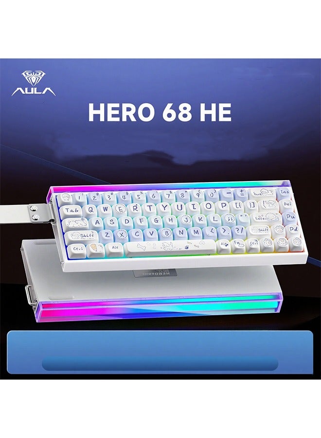 AULA HERO 68 HE 60% Gaming Keyboard Wired, Hall Effect Magnetic Switch Keyboard with Adjustable Actuation, Rapid Trigger Mode, 8K Hz Polling Rate, 0.125ms Latency,Side Printed PBT Keycaps, RGB Backlit