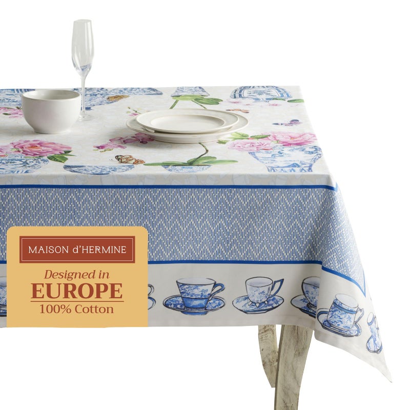 Maison d' Hermine Maison dHermine Table Cloth Rectangle Table 100 Cotton 54 x 72 Inches Tablecloth Reusable Decorative Everyday Use for Dining Room Farmhouse Home Party Festive  Wedding Spring Summer  Canton