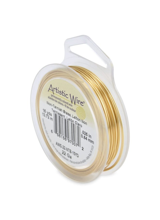 Artistic Wire Artistic Wire 22 Gauge Tarnish Resistant Brass Craft Jewelry Wrapping Wire  Gold Color  15 Yd  - Image 1