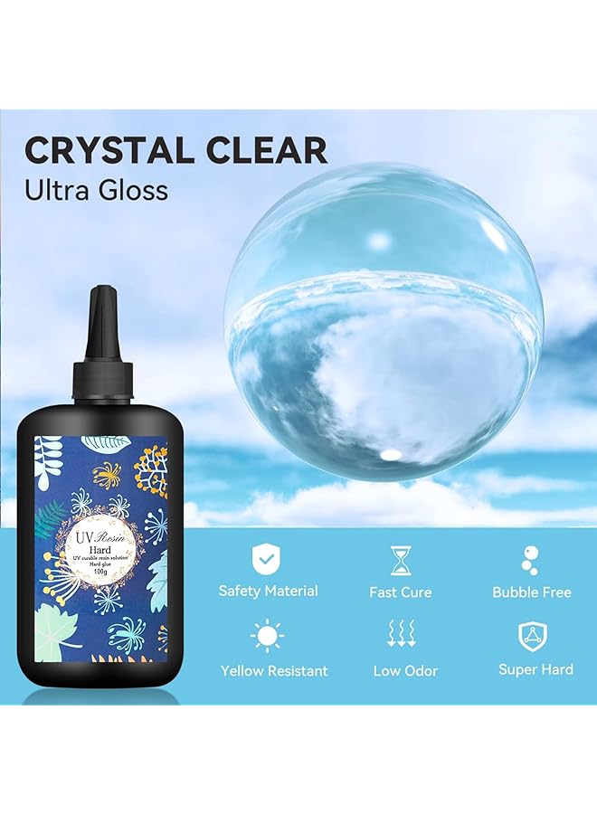 erorex Uv Resin 100G Upgraded Crystal Clear Hard Ultraviolet Epoxy Resin Glue Low Odor Fast Curing Uv Resin Kit For Jewelry Making Diy Craft Christmas Ornaments Set Of 2 - Image 2