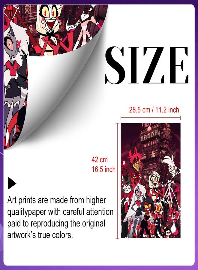 Pounchi Hotel Cartoon Posters (8 Pcs with Glue Dots) 11.2" x 16.5" Cartoon HD Printing Poster Unframed Version for Room Bedroom Club Wall Art Decor for Teens - Image 3