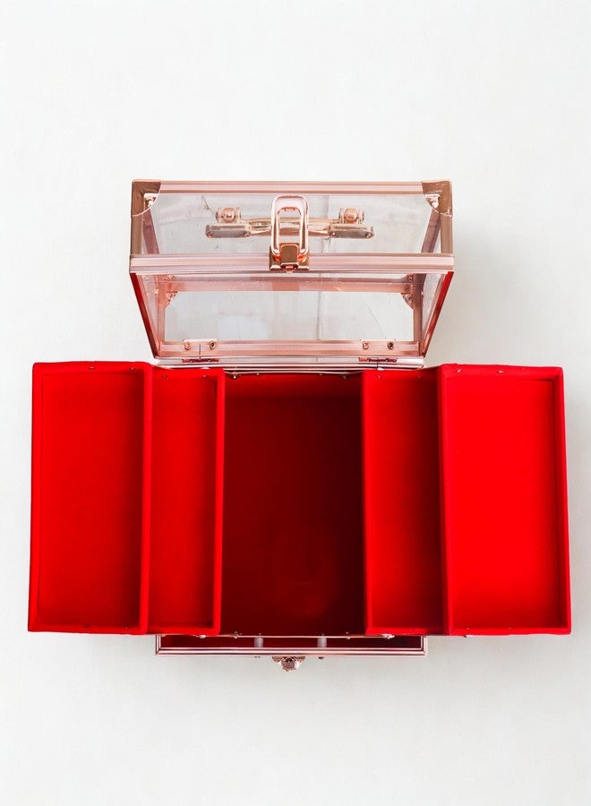 Adson Professional Beauty Makeup Cosmetic Vanity Case/Box (Caramel Diamond Rose Gold) - Image 5