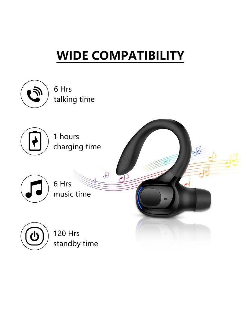 KASTWAVE - Bluetooth Headset, Wireless Bluetooth Earpiece V5.2 Headphones with Mic Noise Canceling In Ear Bluetooth Headset Earphones Earbuds for Business Office Driving Black - Image 1