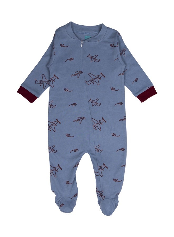 Babies Basic 100% Cotton Printed Long Sleeves Jumpsuit/Romper/Sleepsuit With Feet Covering For Babies - Image 1