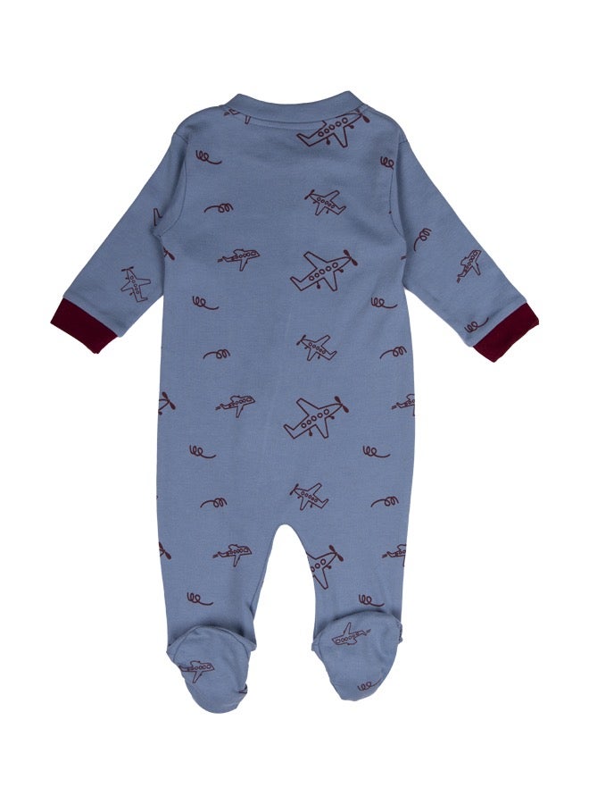 Babies Basic 100% Cotton Printed Long Sleeves Jumpsuit/Romper/Sleepsuit With Feet Covering For Babies - Image 2