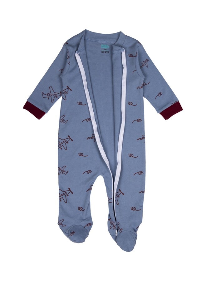Babies Basic 100% Cotton Printed Long Sleeves Jumpsuit/Romper/Sleepsuit With Feet Covering For Babies - Image 3