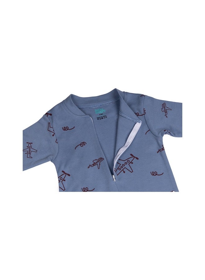 Babies Basic 100% Cotton Printed Long Sleeves Jumpsuit/Romper/Sleepsuit With Feet Covering For Babies - Image 4