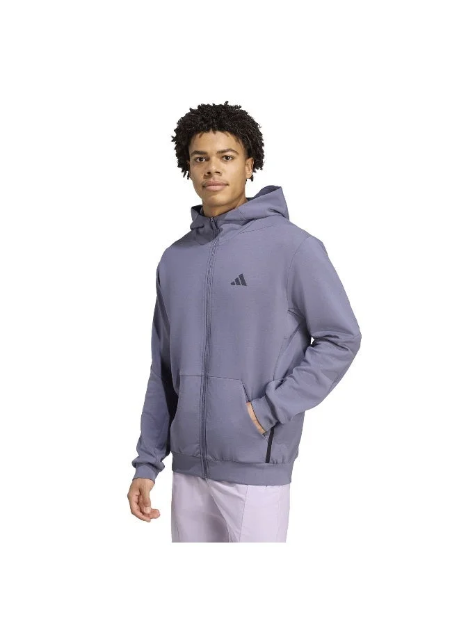 اديداس جاكيت رياضي بغطاء رأس بسحاب كامل للرجال من دي فور تي بلون بنفسجي