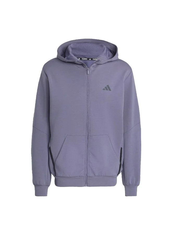 اديداس جاكيت رياضي بغطاء رأس بسحاب كامل للرجال من دي فور تي بلون بنفسجي