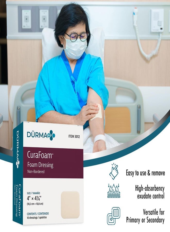 Dynarex Dürma+ CuraFoam Foam Dressings - Sterile Non Adhesive Wound Pads, Highly Absorbent - Provides Moist Cushioned Healing Environment - 4" x 4 1/4" - 1 Box of 10 - Image 5