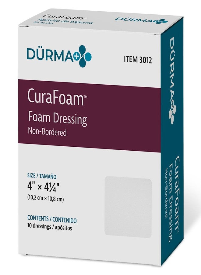 Dynarex Dürma+ CuraFoam Foam Dressings - Sterile Non Adhesive Wound Pads, Highly Absorbent - Provides Moist Cushioned Healing Environment - 4" x 4 1/4" - 1 Box of 10 - Image 1