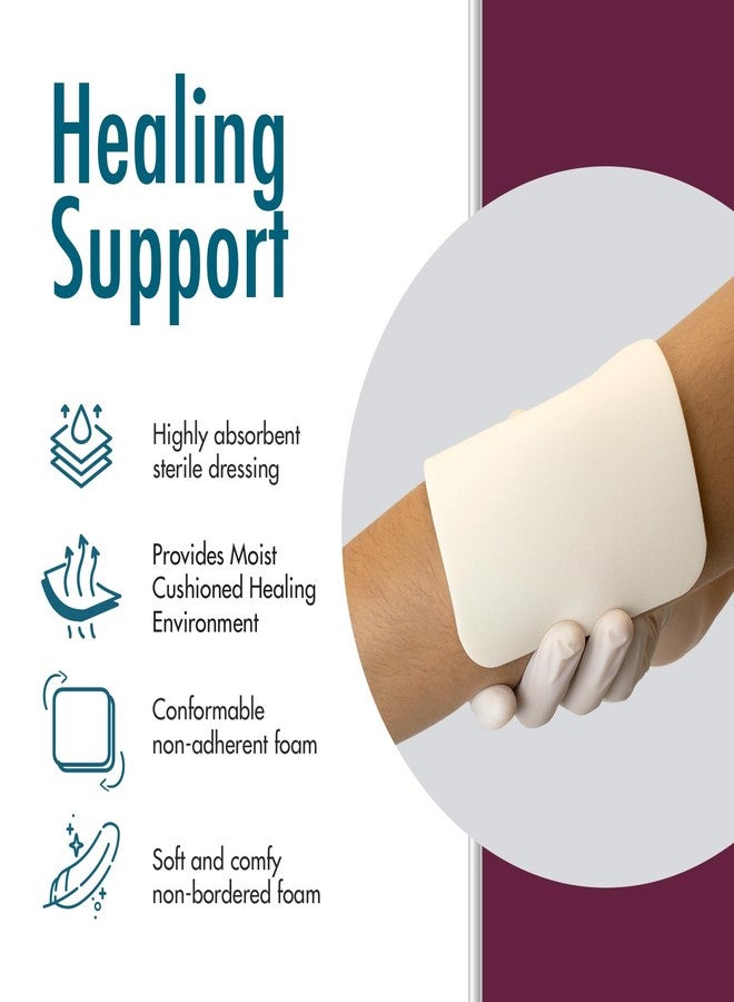 Dynarex Dürma+ CuraFoam Foam Dressings - Sterile Non Adhesive Wound Pads, Highly Absorbent - Provides Moist Cushioned Healing Environment - 4" x 4 1/4" - 1 Box of 10 - Image 3
