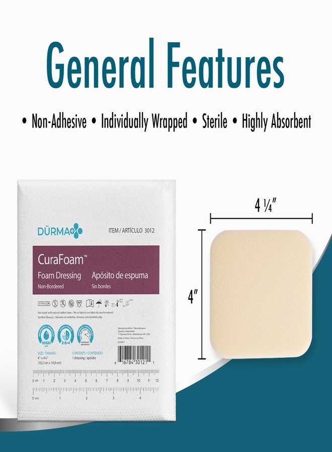 Dynarex Dürma+ CuraFoam Foam Dressings - Sterile Non Adhesive Wound Pads, Highly Absorbent - Provides Moist Cushioned Healing Environment - 4" x 4 1/4" - 1 Box of 10 - Image 2