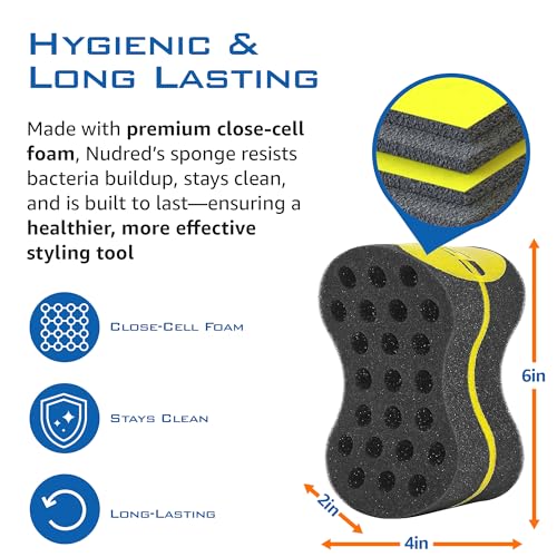 NuDred Hair Sponge for Black Men and Women, Hair Twisting Sponge, Barber Curling Care Tool for Afro, Dreads, Curls, Coils & Twists (Black, Double Sided, Oval, Plastic Handle) - Image 4