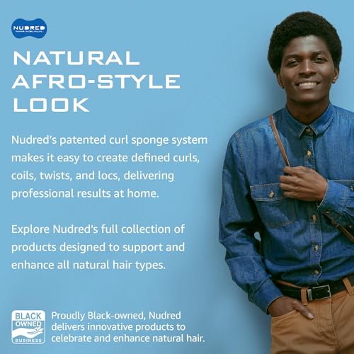 NuDred Hair Sponge for Black Men and Women, Hair Twisting Sponge, Barber Curling Care Tool for Afro, Dreads, Curls, Coils & Twists (Black, Double Sided, Oval, Plastic Handle) - Image 2