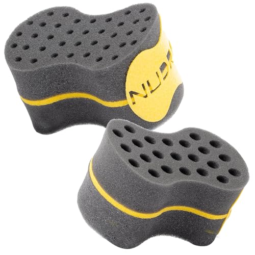 NuDred Hair Sponge for Black Men and Women, Hair Twisting Sponge, Barber Curling Care Tool for Afro, Dreads, Curls, Coils & Twists (Black, Double Sided, Oval, Plastic Handle) - Image 1