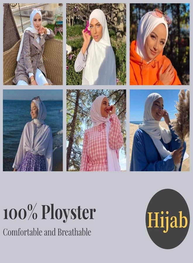 حجابات هاريوم الإسلامية للنساء، وشاح كبير، ربطة رأس مطاطية، عمامة ناعمة، أغطية رأس، شالات سادة بيضاء - Image 5