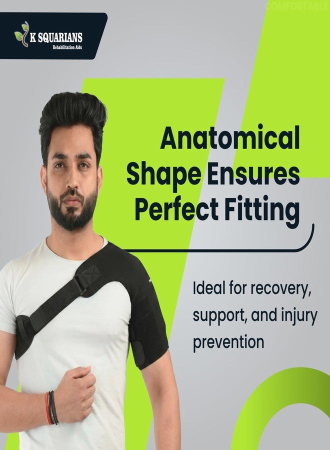 K SQUARIANS Shoulder Support Belt for Men & Women | Pain Relief Brace with Double Lock, Neoprene Compression Pad | Arm Sling, Rotator Cuff, Frozen, Dislocated Shoulder | Universal Size - Image 4
