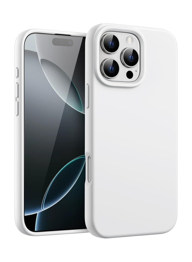 Compatible with iPhone 16 Pro Case 6.3 Inch Slim Liquid Silicone 4 Layers Soft Gel Rubber Shockproof Protective Phone Case with Anti Scratch Microfiber Lining (White) - Image 1