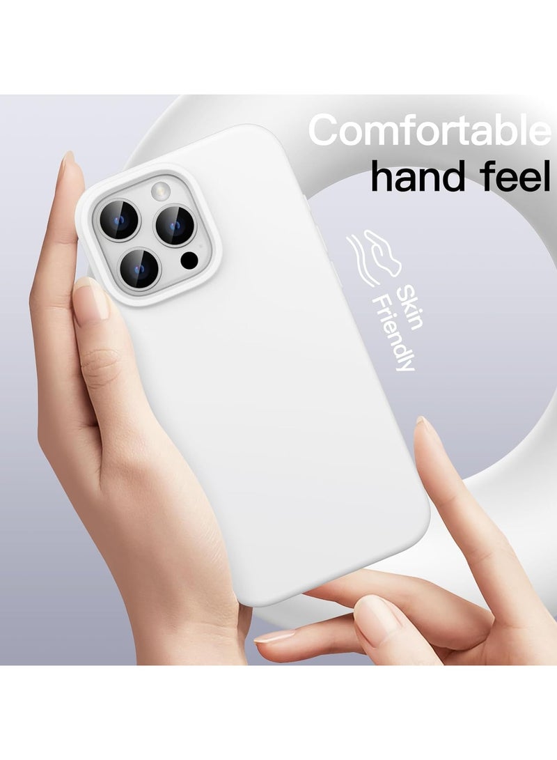 Compatible with iPhone 16 Pro Case 6.3 Inch Slim Liquid Silicone 4 Layers Soft Gel Rubber Shockproof Protective Phone Case with Anti Scratch Microfiber Lining (White) - Image 3
