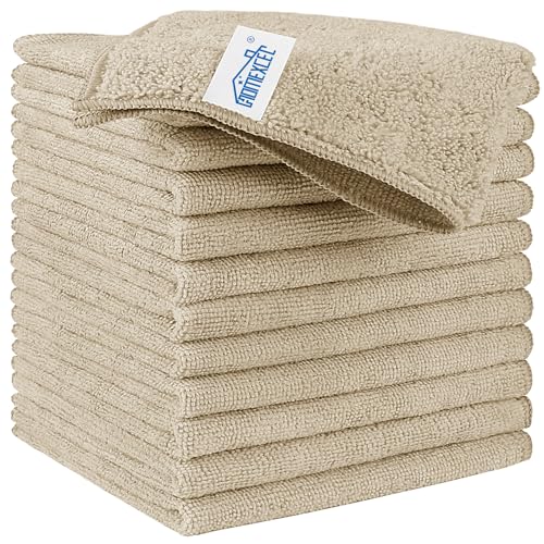 HOMEXCEL Brown Microfiber Cleaning Cloth 12 Pack Premium Microfiber Towels for Cars Lint Free ScratchFree Highly Absorbent Reusable Cleaning Rags for Car Household Kitchen Window 115X115
